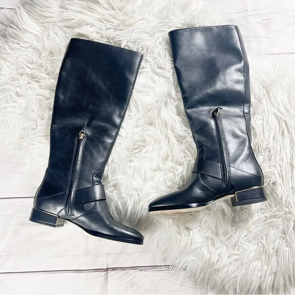 Tory Burch Women's‎ Sofia Tall Riding Boots in Black Leather Size 7